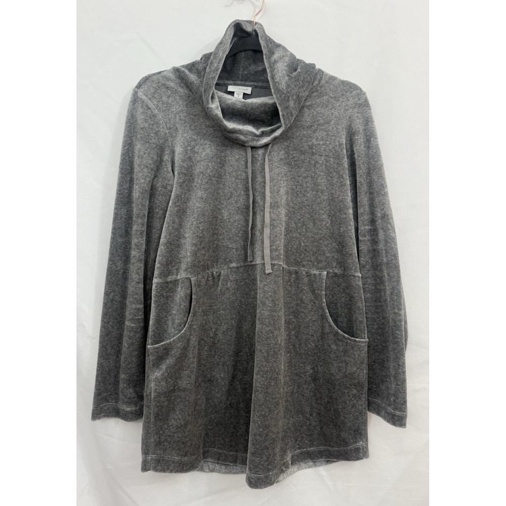 Purejill J. Jill Gray Velour Cowl Neck Long Sleeve Tunic Top Womens Size‎ XS